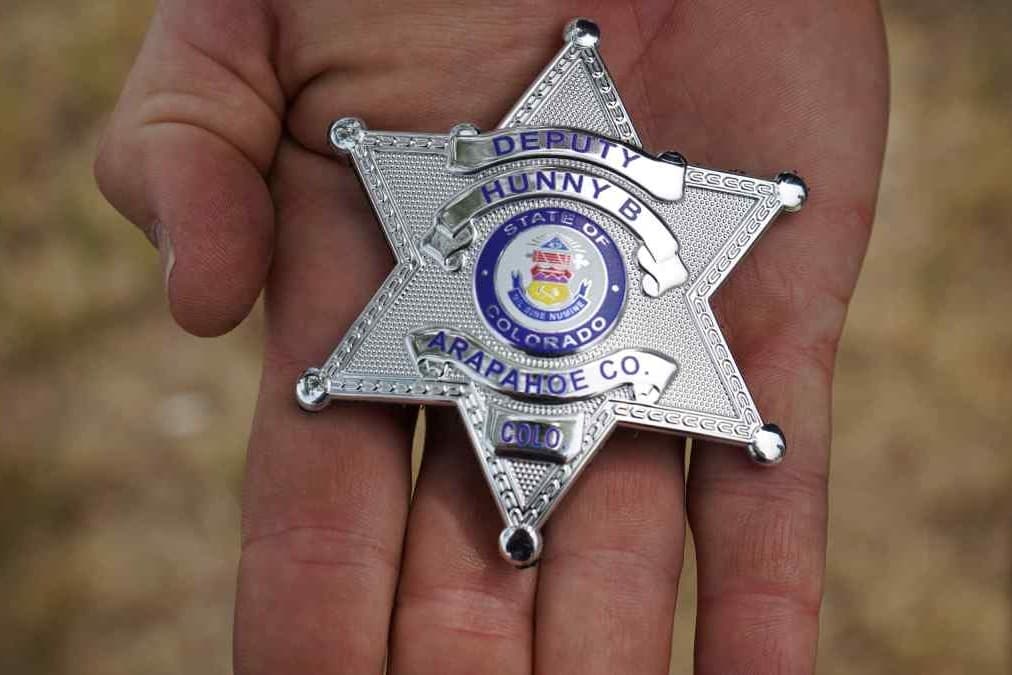 a deputy badge in the palm of someone's hand