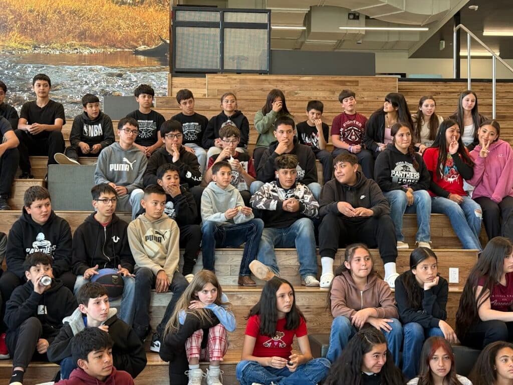 Students at an assembly