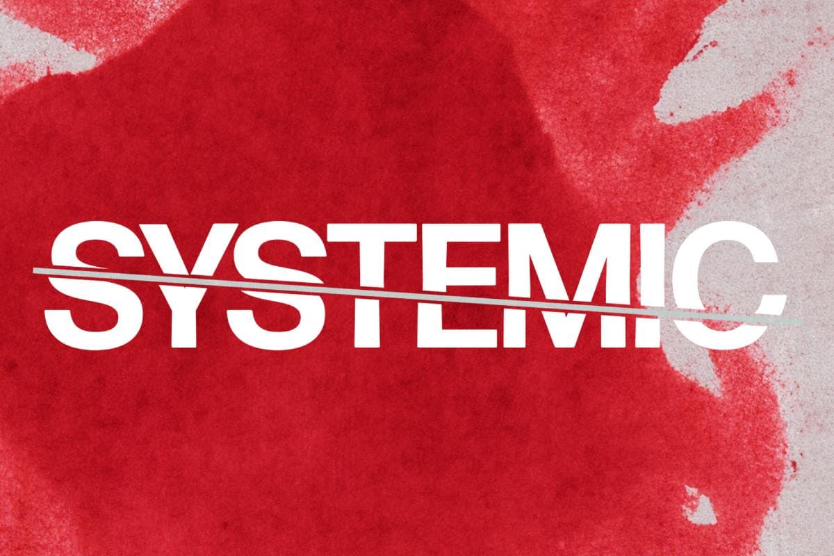 The words Systemic against a blood smeared wall