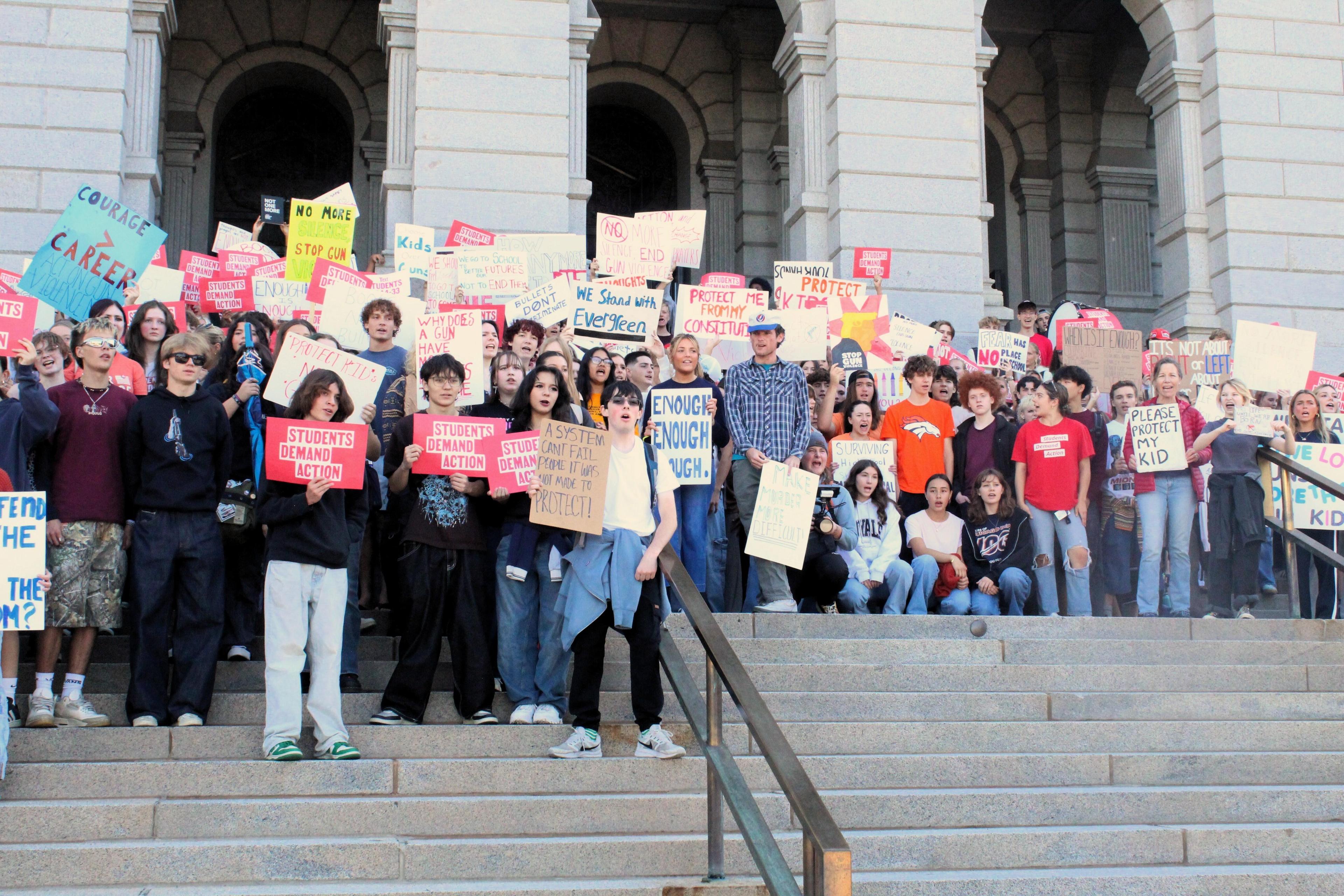 High school students from across Denver held a rally at the State Capitol on Wednesday, Sept. 17, 2025.