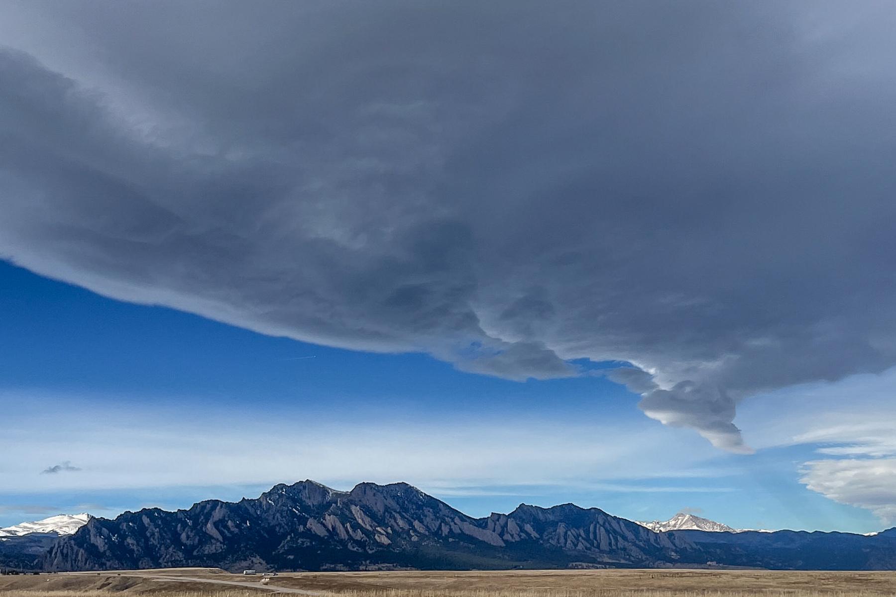 Fall clouds over the Flatirons on Colorado’s Front Range in Boulder County.