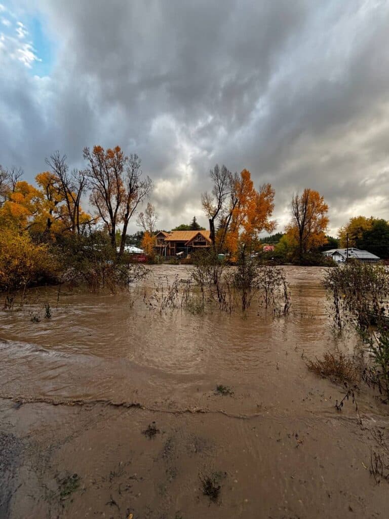 Flooding seen near a construction site
