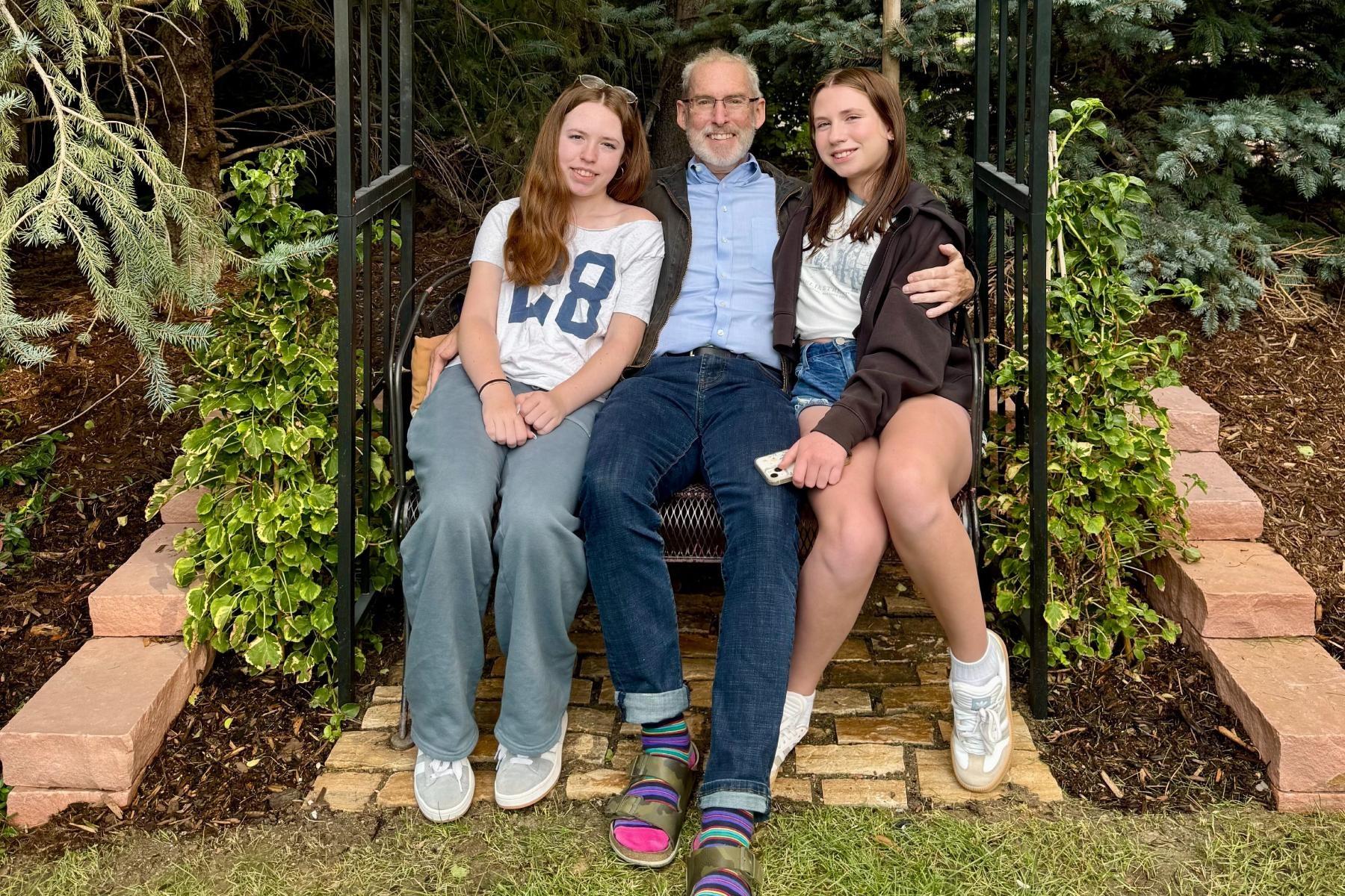 Father with two daughters
