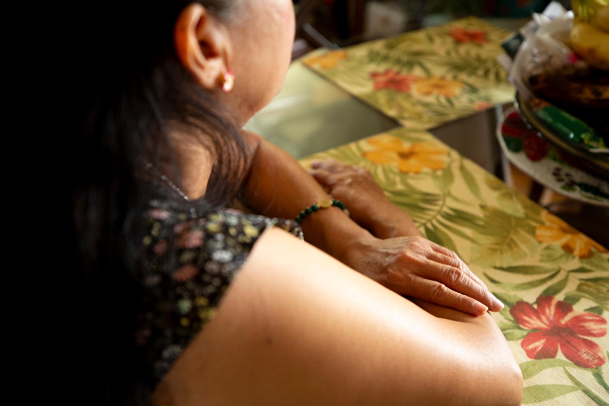 Blanca sits at the kitchen table in her Westminster home. Nov. 20, 2025.