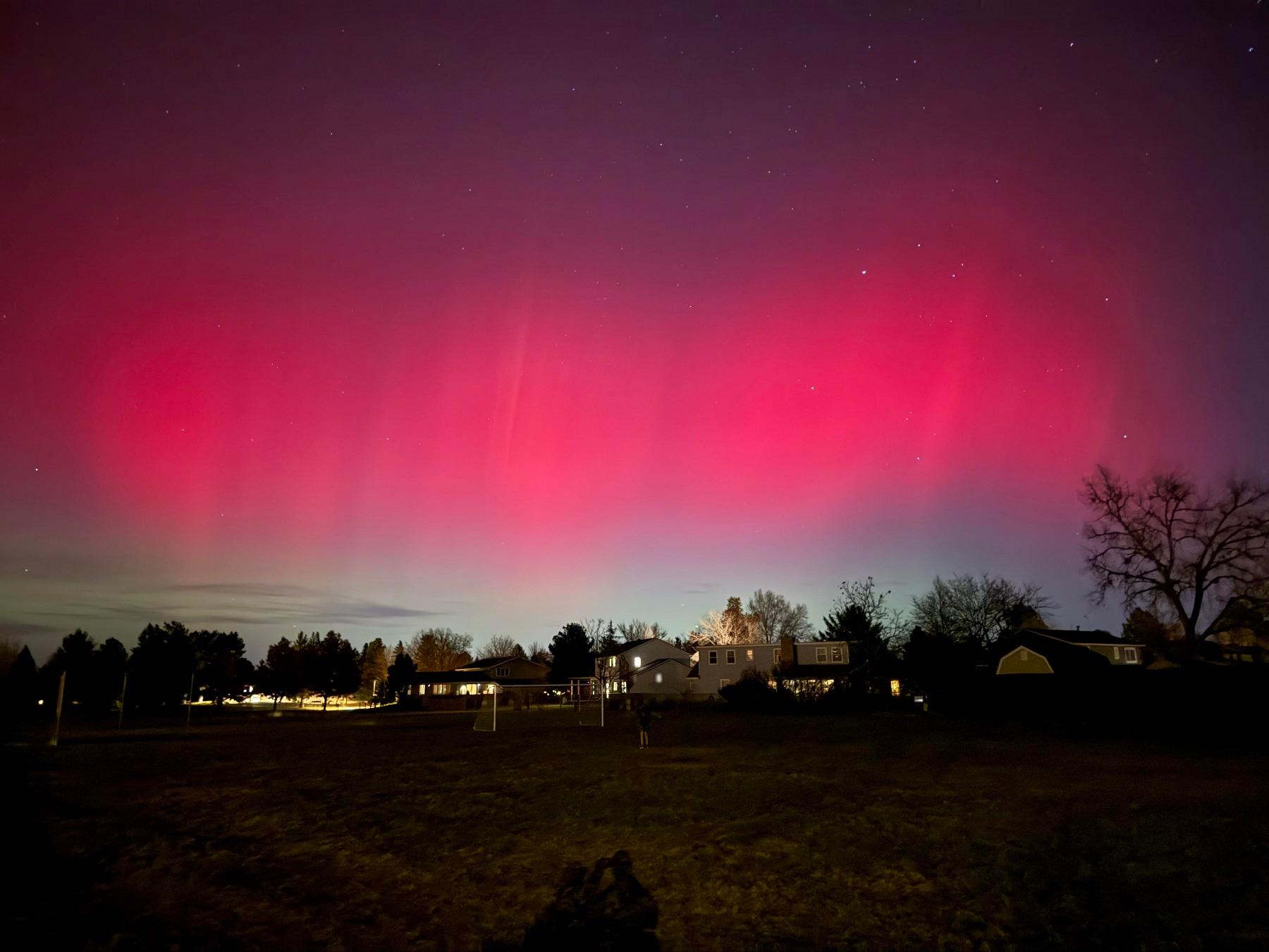 Pink colors in the night sky