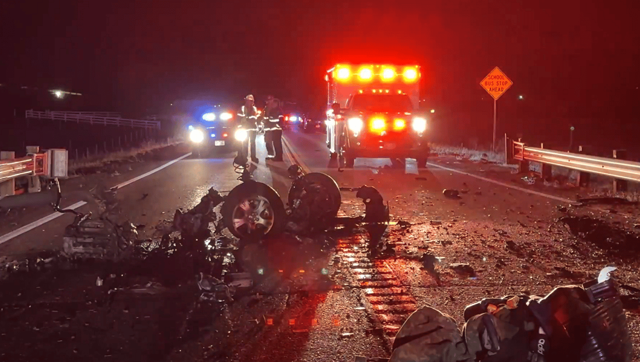 Ambulance on the road at night