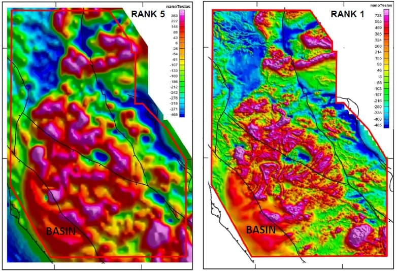 Two colorful maps of the same region are shown side by side. One has more detail the other is blurrier