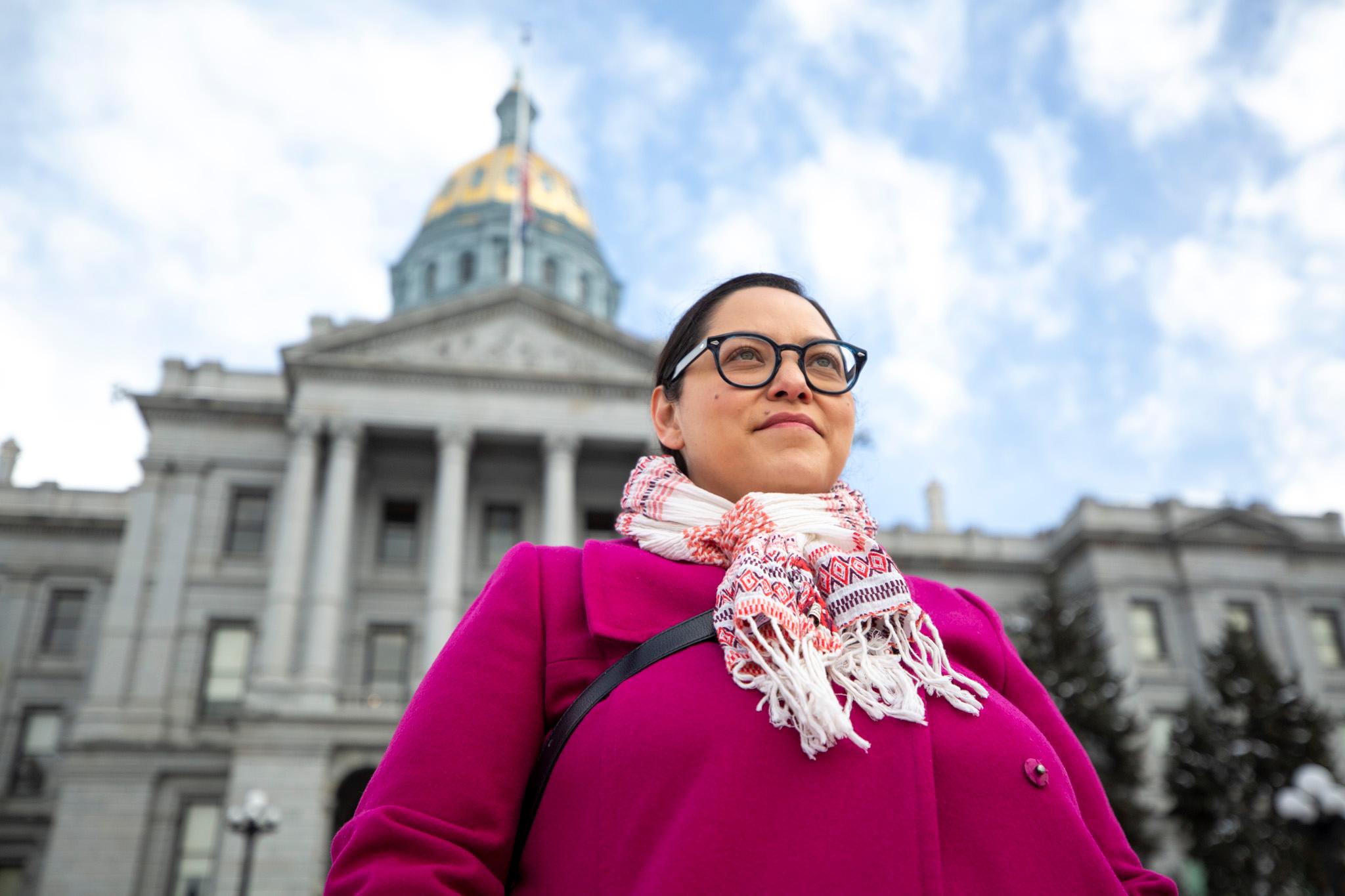 State Sen. Julie Gonzales stands on the Captiol&#039;s west steps. Dec. 5, 2025.