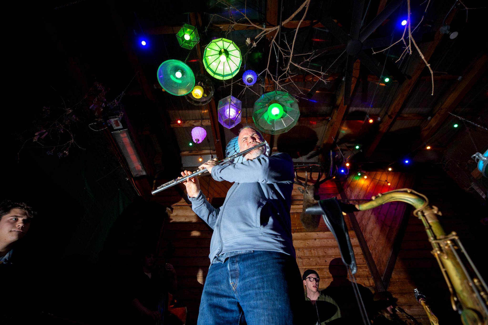 Mark Scarbrough plays the Meadowlark Bar's weekly jazz jam. Dec. 10, 2025.