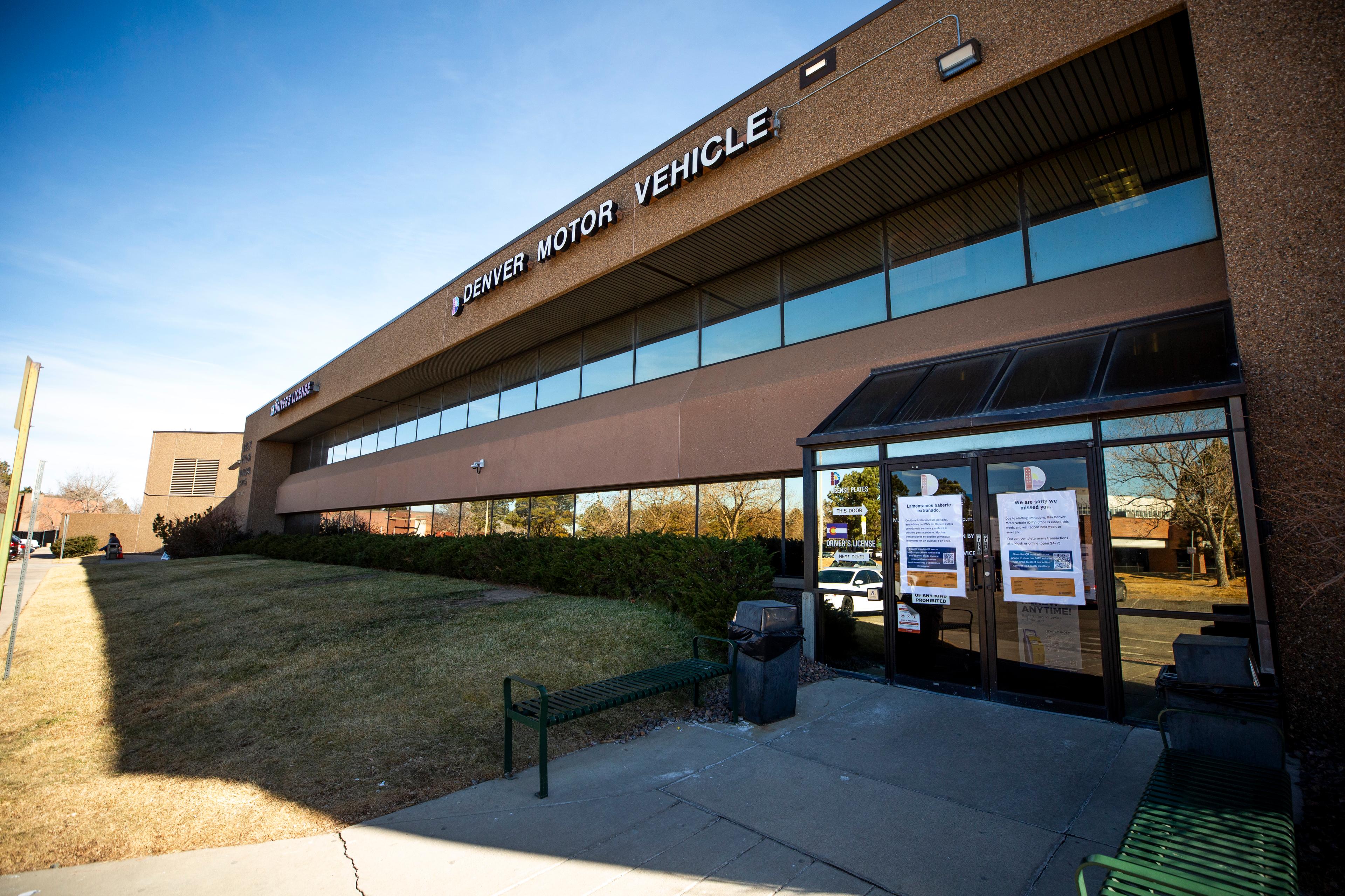 The Denver Motor Vehicle office off Peoria Street in Montbello. Feb. 5, 2026.