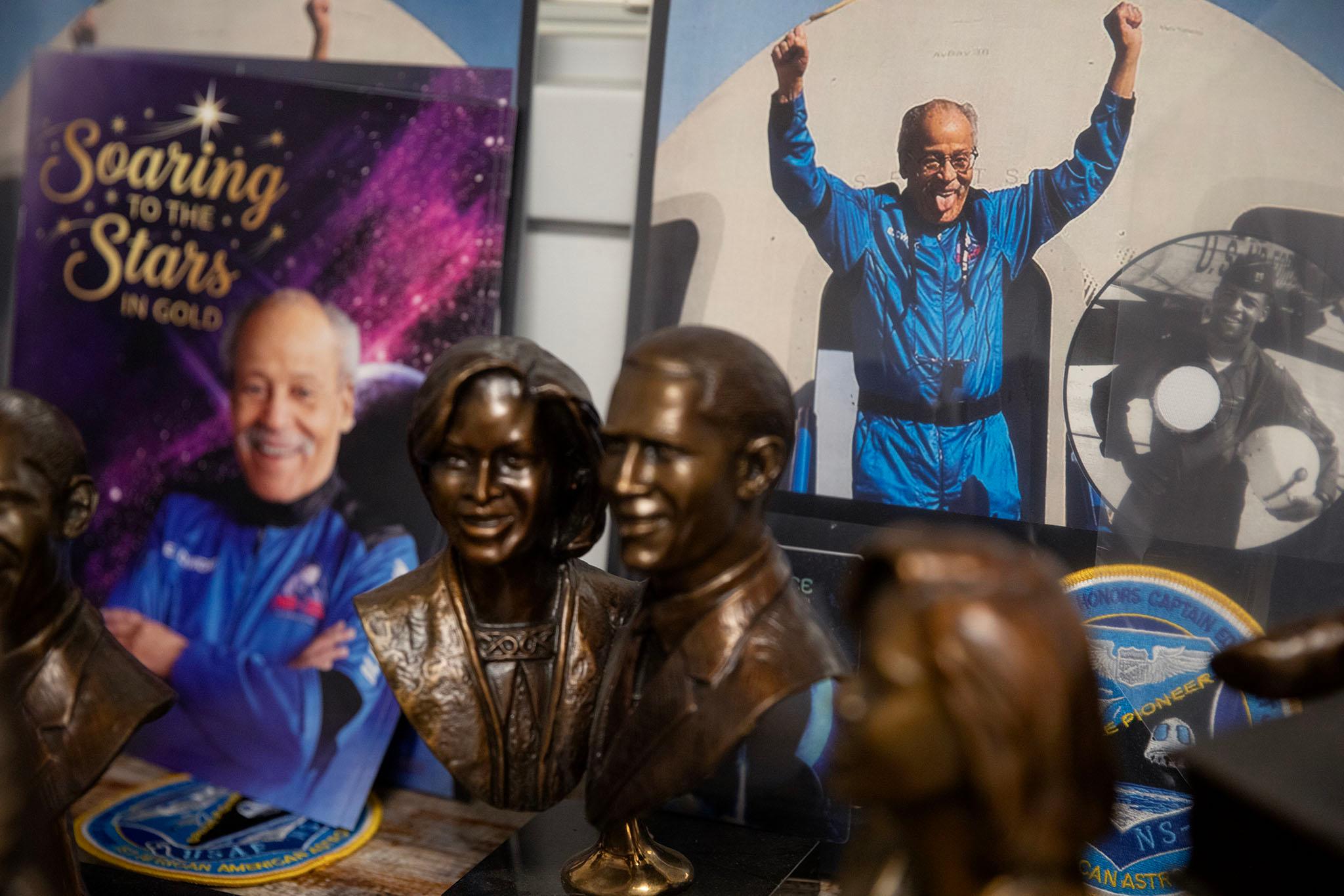 Memorabilia sits on a desk in Ed Dwight’s office in Denver on July 14, 2026.